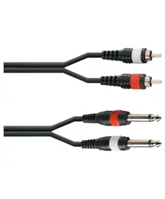 TLC153/1.5M Καλώδιο Σήματος 2 x Jack 6.3mm Αρσενικά Mono Σε 2 x RCA Αρσενικά, Μήκος 1,5 Μέτρα | DBM Electronics