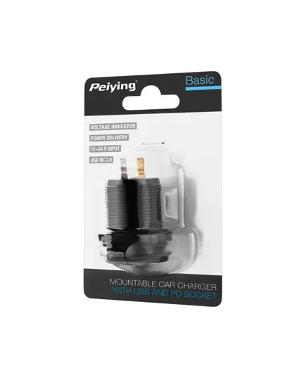 Peiying PY-CHR0006 Χωνευτός Φορτιστής Αυτοκινήτου USB A & TYPE C, Τάση Λειτουργίας 12/24vdc | DBM Electronics
