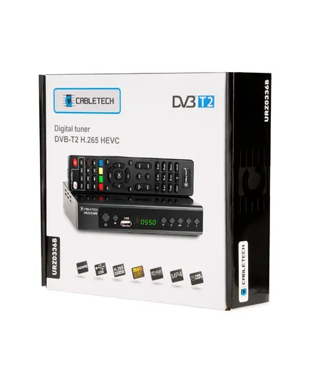 Cabletech URZ0336B Επίγειος Ψηφιακός Δέκτης FullHD 1080p DVB-T2/C HEVC H.265 Με 2 Θύρες USB, HDMI, SCART Και Coaxial | DBM Electronics